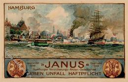 Werbung Janus Hamburger Versicherung Schiffe Sign. Bohrdt, Hans Künstlerkarte I-II Publicite Bateaux - Pubblicitari