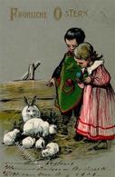 Ostern Kinder Hasen Präge-Karte 19003 I-II Paques - Easter