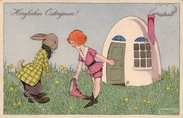 OSTERN - Osterhasen Künstlerkarte Sign. Freddy Langeder, MB 2614 I-II - Pasqua