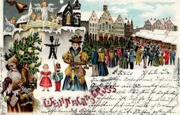 WEIHNACHTEN - WINTERLITHO Mit Nikolaus Und Spielzeug I-II Jouet Pere Noel - Other & Unclassified