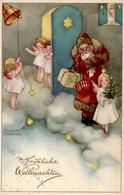 Weihnachtsmann Engel Sign. Petersen, Hannes I-II Pere Noel Ange - Santa Claus