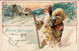 Weihnachtsmann Lithographie 1902 I-II (fleckig, Marke Entfernt) Pere Noel - Santa Claus