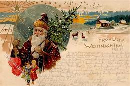 Weihnachtsmann Puppe Spielzeug  Lithographie 1899 I-II Pere Noel Jouet - Santa Claus
