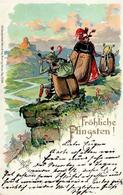 Maikäfer Personifiziert Pfingsten Sign. Joost, R.  Lithographie / Künstlerkarte 1902 I-II Hanneton - Sonstige & Ohne Zuordnung