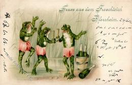 Frosch Personifiziert Sekt Lithographie 1902 I-II Grenouille - Andere & Zonder Classificatie