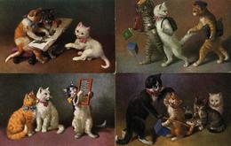 Katze Personifiziert 5'er Set Verlag TSN 845 Künstler-Karten I-II Chat - Cats