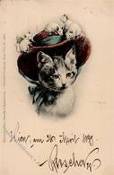 Katze Personifiziert Mäuse Sign. Reichert, C. TSN-Verlag 5561 Künstlerkarte 1899 I-II (fleckig) Chat - Cats