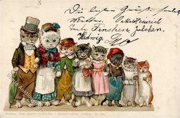 Katze Personifiziert TSN-Verlag 5167 Künstlerkarte 1899 I-II (fleckig) Chat - Katten