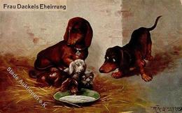 Dackel Sign. Kuglmayer, M. Künstlerkarte I-II - Dogs