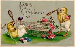 Huhn Personifiziert Tennis Ostern  1912 I-II Paques - Sonstige & Ohne Zuordnung