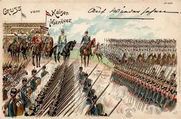Propaganda WK I Gruss Vom Kaisermanöver, Farbig, 10 Pf Germania, DB BERLIN ..02", Nach Paris I-II" Montagnes - Guerra 1914-18