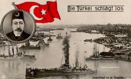 WK I Die Türkei Schlägt Los Constantinopel Mit Kriegsflotte Foto AK I-II - War 1914-18