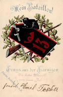 Regiment Dresden (O8000) Nr. 13 Nr. 2. Kgl. Sächs. Jäger Bat. Prägedruck 1908 I-II - Regimente