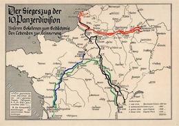 NS-LANDKARTE WK II - Der Siegeszug D. 10.PANZERDIVISION 1940 I-II - War 1939-45