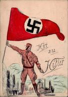 Propaganda WK II Her Zu Hitler II (Marke Entfernt, Klebereste RS, Stauchung) - War 1939-45