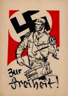 HORST WESSEL WK II SA-Prop-Karte (keine Ak) Zur FREIHEIT- Rücks. Horst Wessel-Lied Sign. Mjölnir I - War 1939-45