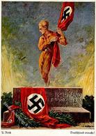 NSDAP-Prop-Ak WK II - Bildkunst Nr. 21 -DEUTSCHLAND ERWACHE!- Sign. A.Reich - War 1939-45