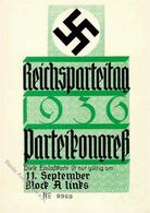 REICHSPARTEITAG 1936 WK II - Einlasskarte 11.Sept.1936 PARTEIKONGRESS I - War 1939-45