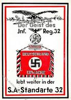 SA-Prop-Ak WK II -  DEUTSCHLAND ERWACHE - NSDAP-SA-STANDARTE 32 THÜRINGEN (oMeiningen), Anschrift Geschwärzt, I-II - Weltkrieg 1939-45