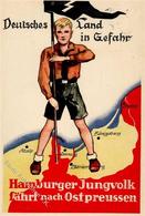 HITLERJUGEND WK II - HJ-Spendenkarte - OSTPREUSSENFAHRT D. Hamburger Jungvolks 1933 - Deutsches Land In Gefahr Mit DANZI - War 1939-45