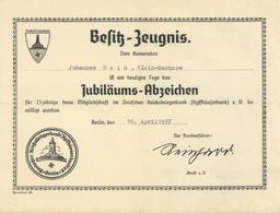 Verleihungsurkunde WK II Jubiläums-Abzeichen Für 25 Jährige Mitgliedschaft Im Kyffhäuserbund I-II - Guerra 1939-45