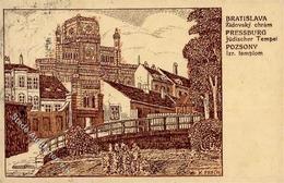 Synagoge PRESSBURG - Jüdischer Tempel, Künstlerkarte, Marke Entfernt Sign. K.Frech, O-Spur Synagogue - Giudaismo