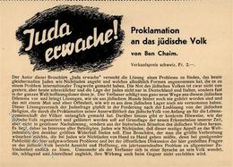 Judaika - JUDA ERWACHE! Proklamation An Das Jüdische Volk - Broschüre-Prop-Ak, Zürich 1938 I Judaisme - Giudaismo