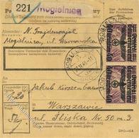 Judaika Generalgouvernement Mi 31 3x Auf Paketkarte 1940 Von Mogieluice Ins Jüdische Ghetto Warschau, Postablage Jüdisch - Giudaismo