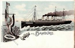 Dampfer Dampfer Augusta Victoria  Lithographie I-II - Warships