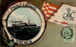 Dampfer Dampfer Prinz Ludwig Norddeutscher Lloyd  I-II - Warships