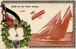 Segelboot Kieler Woche Kaiserpaar Schwarz-Weiß-Rot Prägedruck 1912 I-II Bateaux - Krieg