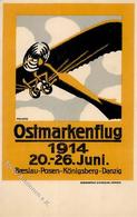 Flugereignis Ostmarkenflug Breslau Posen Königsberg Danzig 1914 Sign. Witz Künstler-Karte I-II Aviation - Airmen, Fliers