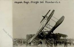 Flugzeuge WK I Abgeschossener Engl. Flieger Bei Hauberdin Foto AK 1916 I-II Aviation - Airmen, Fliers