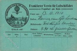 Ballon Postkarte Frankfurter Verein Für Luftschiffahrt 1910 I-II - Balloons