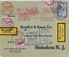 Flugpoststempel Deutscher Schleuderflug Bremen New York 1933 2 RM Zeppelin, Marken Teils Mängel Dirigeable - Sonstige & Ohne Zuordnung