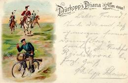 Fahrrad Dürkopps Diana Soldaten  Lithographie 1899 I-II Cycles - Sonstige & Ohne Zuordnung