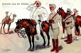 Kolonien Deutsch Südwestafrika Humor Heimweh Nach Der Liebsten Sign. Schönpflug, F. Künstlerkarte 1910 I-II Colonies - History