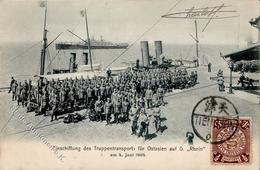Kolonien Kiautschou Einschiffung Des Truppentransports Für Ostasien Auf D. Rhein 1904 I-II Colonies - Histoire