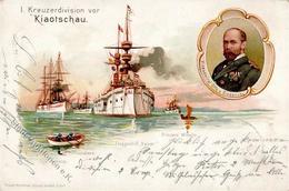 Kolonien Kiautschou I. Kreuzerdivision Vizeadmiral Otto V. Diederichs Lithographie 1902 I-II Colonies - Storia