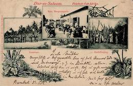 Kolonien Deutsch Ostafrika Dar-es-Salaam Kais. Hauptmagazin Dorf Eingang Karawane I-II (fleckig) Colonies - History