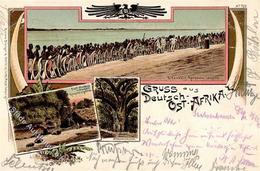 Kolonien Deutsch-Ostafrika Elfenbein Karawane Fort Muhesa Stpl. Dar-es-Salaam 29.9.99 U. Tanga 27.10.99 Litho I-II Colon - Storia