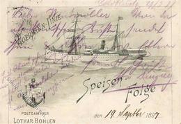 Kolonien Togo Postdampfer Lothar Bohlen Stpl. Lome Togogebiet 2.10.97 Handgemacht Aus Der Speisekarte Des Schiffes Unika - Geschichte