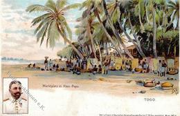 Togo Marktplatz In Klein-Popo Lithographie I-II (fleckig) - Geschiedenis