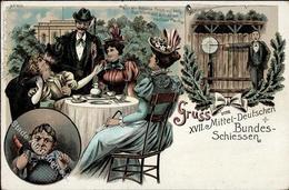 Schützenfest Leipzig (O7000) XVII Mitteldeutsches Bundesschießen  Lithographie 1898 I-II - Sonstige & Ohne Zuordnung