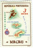 MACAO, COLONIA PORTOGHESE, PORTUGUESE COLONY, MAPPA DI MACAO, 1956, USATI, 3 A. Michel 407   YT 376   Scott 384 - Used Stamps