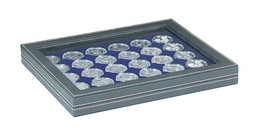 Lindner 2367-2226ME NERA M PLUS Coin Case With A Dark Blue Insert With 30 Round Compartments. Suitable For Coin Capsules - Materiaal