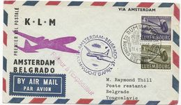 LETTRE 1957 DE RUMELANGE AVEC CACHET 1° VOL K.L.M. AMSTERDAM-BELGRADE - Lettres & Documents