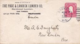 Lettre Entier Postal Crandon Wisconsin USA The Page Landeck Lumber Co. 1907 Two Cents George Washington New London - 1901-20