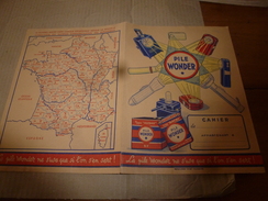 Protège Cahier Publicitaire Ancien  PILE WONDER Avec Système Métrique, Emploi Du Temps Et Carte De France - Chocolade En Cacao