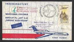 17,MAY. 1972  COVER  FIRST  INUGURAL  FLIGHT  WARSAW--CHICAGO . DUE  TO  TECHNICAL  PROBLEMS IT WAS  CANCELLED. - Airplanes